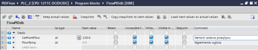 Blok DB FlowPIDdb